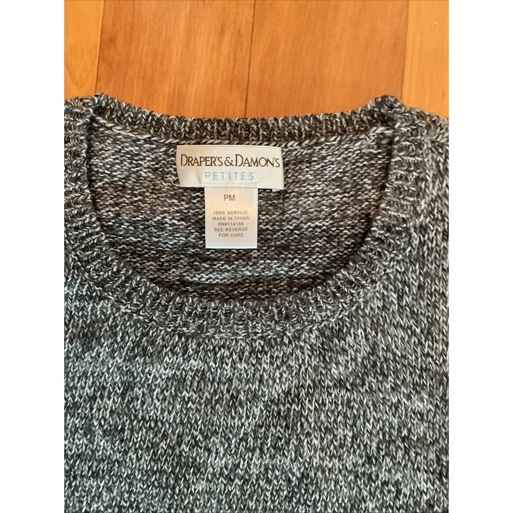 Draper's & Damon's Petite Short Sleeve Mock Neck Charcoal Women's Size PM New!